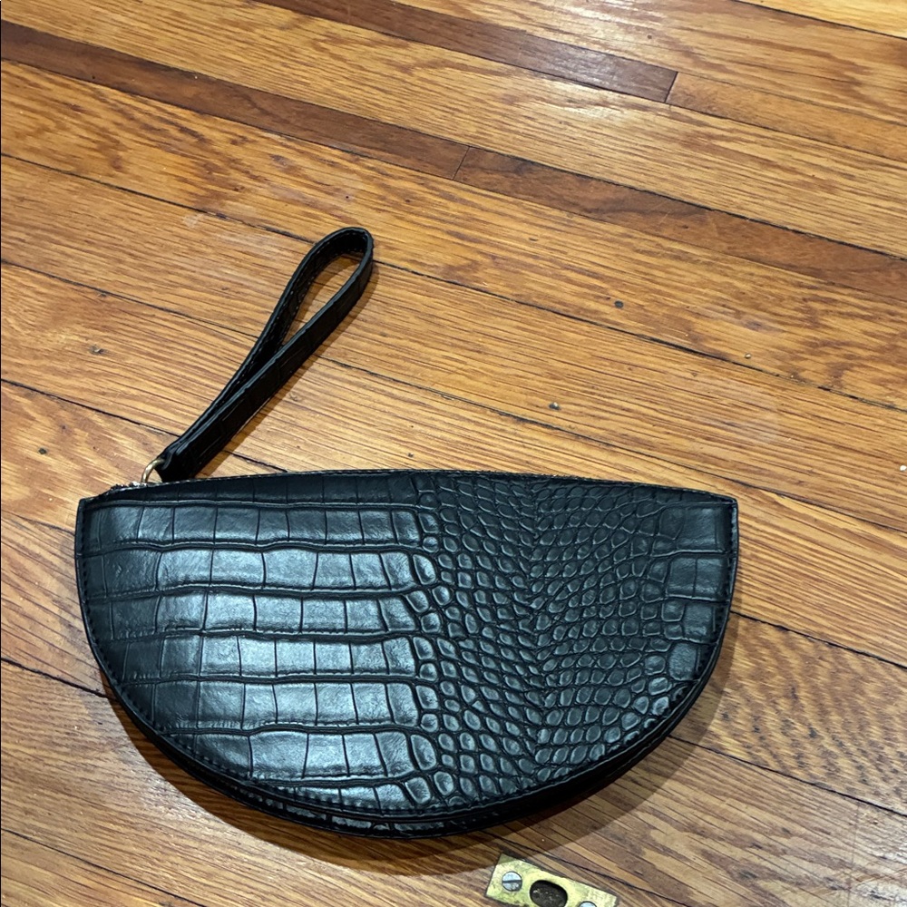 a new day Black Croc-Embossed Wristlet